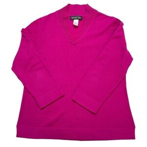 JNY collection dark pink 100% cashmere v neck sweater large